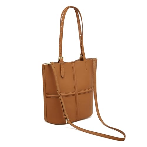 MOSAMHUA Vintage Echte Leder Shopper für Frauen - Luxus Pendlertasche mit Umhäng- & Schultergurten - Elegante Retro Arbeits Tasche - Stylische Premium Handtasche für täglichen Gebrauch von MOSAMHUA