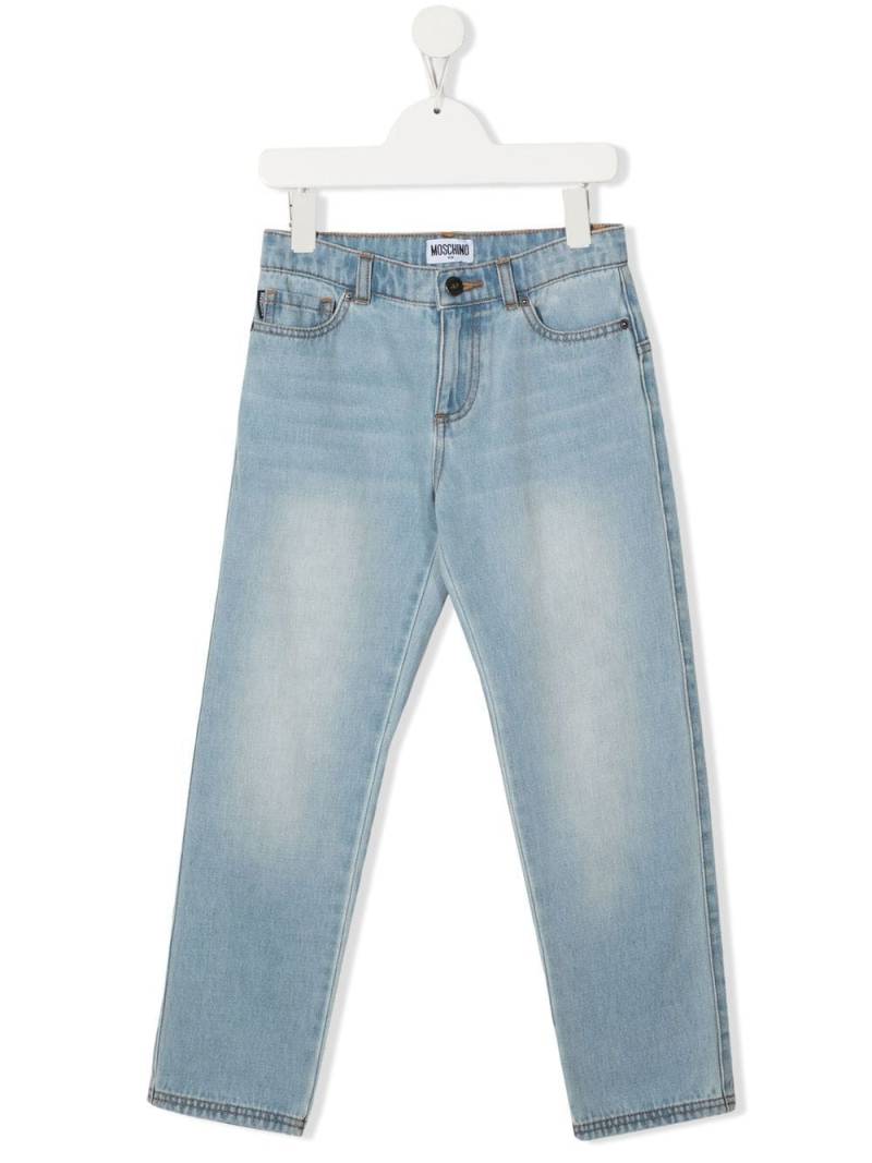 Moschino Kids Slim-Fit-Jeans mit Logo-Patch - Blau von Moschino Kids