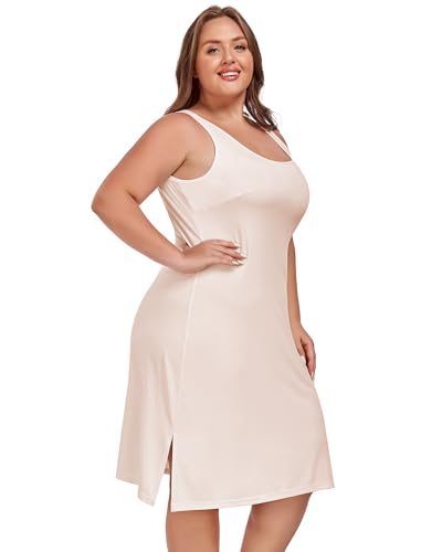 MOSCOAL Unterkleid für Damen, Übergröße, breite Träger, Unterkleid, Hautfarben, 48 Große Größen von MOSCOAL