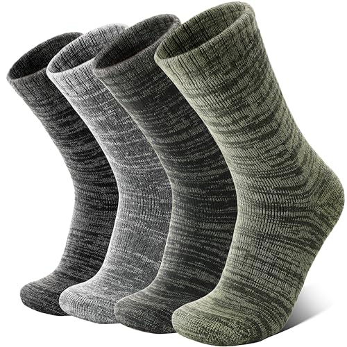 MOSEY KOSY 4 Paar Merino Wolle Wandersocken Thermosocken Extra Dick Warme Wintersocken Bequem Kuschelig Stiefel Arbeit Socken für Herren und Damen(Dunkle Farbschema,36-42) von MOSEY KOSY