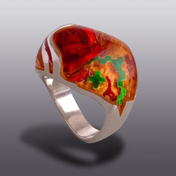 Geschnitzte Rose Ring. Silberne Kunst von MOSHIKOART