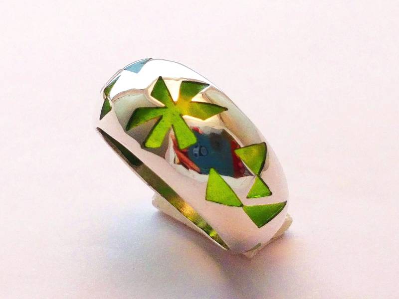 Grün Papillon Ring.silber Kunst von MOSHIKOART