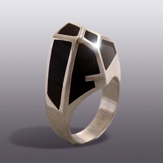 Schwarzer Quarz Ring.silber Art von MOSHIKOART