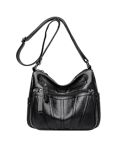 MOSHOINOT Damen Handtasche Kleine Mutter Mini Damenhandtasche Tasche Umhängetasche Damentasche aus PU-Leder Clutch Schultertasche Elegante Mode Taschen für Frauen Schwarz von MOSHOINOT