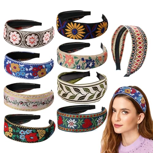 MOSIOBERDAVIAN 9 Stück Damen-Stirnbänder sind Boho-Stirnbänder für Frauen, fein bestickte Stirnbänder für Frauen und Mädchen, bequeme, breite Stirnbänder für Damen, Evintage-Stirnbänder für Damen MOSIOBERDAVIAN 9 Stück Damen-Stirnbänder sind Boho-Stirnbänder für Frauen, fein bestickte Stirnbänder für Frauen und Mädchen, bequeme, breite Stirnbänder für Damen, Evintage-Stirnbänder für Damen von MOSIOBERDAVIAN