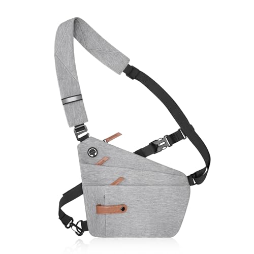 MOSISO Brusttasche Sling Bag Rucksack Mehrfachtasche Umhängetasche,Leichtgewicht Anti-Diebstahl Crossbody Lässig Schultertasche Daypack Ein Riemen Chest Backpack für Frauen Männer Wandern Reisen,Grau von MOSISO