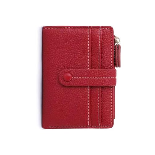 MOSOSA Damen Geldbeutel Klein mit RFID Blockierung, Geldbörse Damen aus Glattem und Weichem Synthetisches Leder, Geldtasche klein Damen mit Große Kapazität mit Vielen Fächern,Rot von MOSOSA