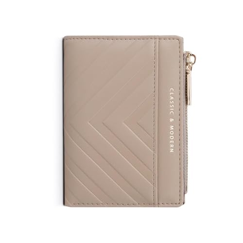 MOSOSA Geldbeutel Damen aus Glattem Damen Geldbeutel Geldbörse und im Kurzformat, Leder Geldbörse Damen klein und im Kurzformat Portemonnaie Damen mit Mehreren Fächern,Khaki von MOSOSA