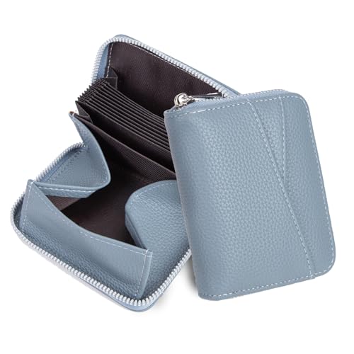 MOSOSA Damen Geldbörse mit Kreditkartenetui Blocker Schutzhülle Karte 13Fächer Kartenetui, Orgel-Stil Geldbörse Damen mit Reißverschluss Münzfach,Blau von MOSOSA