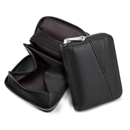 MOSOSA Damen Geldbörse mit Kreditkartenetui Blocker Schutzhülle Karte 13Fächer Kartenetui, Orgel-Stil Geldbörse Damen mit Reißverschluss Münzfach,Schwarz von MOSOSA