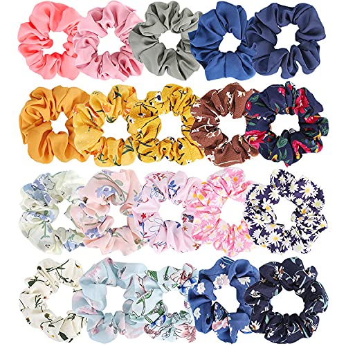 MOSOTECH 20 Stück Haargummis, Stylische Chiffon Haargummi Scrunchies, Elastische Gummibänder Haarband für Damen & Mädchen von MOSOTECH