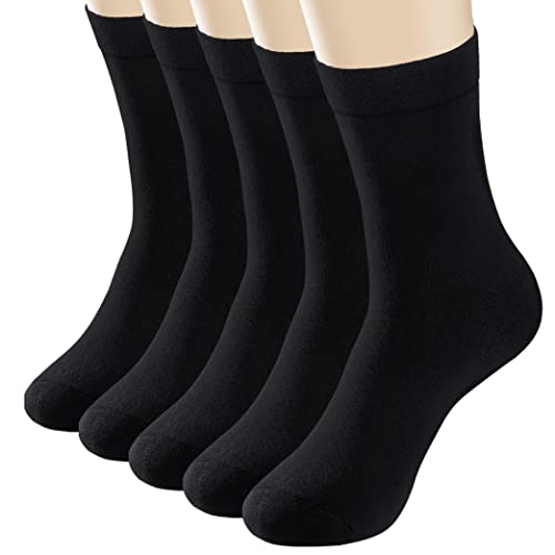 MOSOTECH Socken Herren Damen, 5 Paar Sportsocken Classic Schwarz Business Socken, Atmungsaktive Baumwolle Anti Schweiß, Schwarz von MOSOTECH