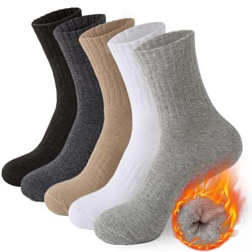 MOSOTECH Thermosocken Damen, 5 Paar Warme Socken Sportsocken Wollsocken Atmungsaktiv Arbeitssocken Dick Wintersocken Wandersocken, EU Größe 35-42 von MOSOTECH