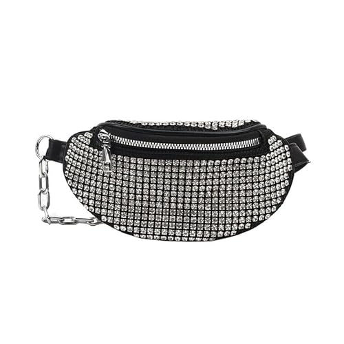 Strass Hüfttasche Bauchtasche für Frauen Mädchen Brust Crossbody Gürtel Taschen Taille Tasche Geldbörse für Party Club Reisen Strand, Schwarz 3#, Einheitsgröße von MOSSTYUS