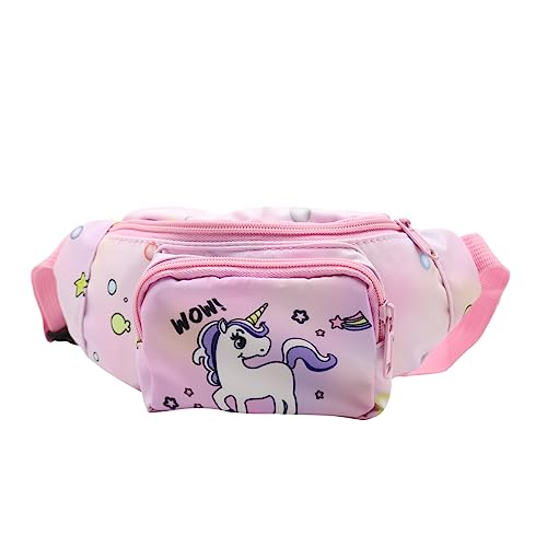 Unisex Fashion Fanny Pack Hüfttasche klein verstellbarer Gürtel Hüfte Bauchtasche Crossbody Geldbörse für Reisen Laufen Radfahren, Rosa Einhorn Nr. 1, Einheitsgröße von MOSSTYUS