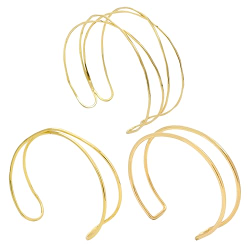 MOSTEDE Oberarm Wickelarmband Armreif 3 Stücke Gold Armreif Oberarm Offen Verstellbar Minimalistisches Gold Armband Bangle Stapelbarer Armreifen Handgelenk Spiralarmband Für Frauen Und Mädchen von MOSTEDE