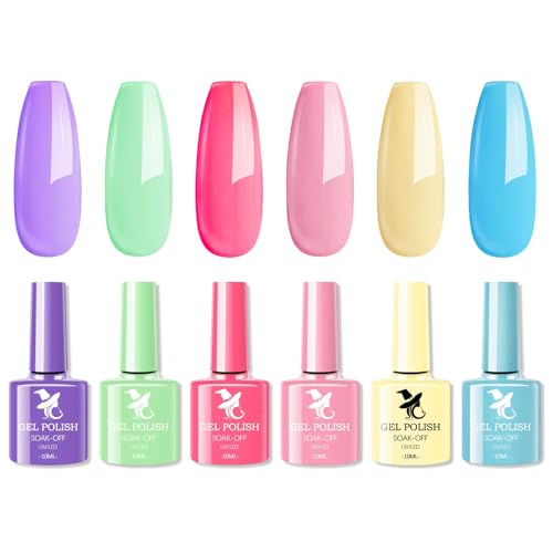 Macaron Nagellack Set 6 Farben Verschiedene Leuchtenden Farben Nagellack Set Frühling Sommer Makronen Pastell Gel-nagellack Cremigem Finish Neon Nail Polish Maniküre Set Für Anfänger Diy Salon von MOSTEDE