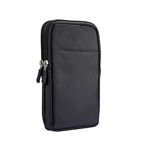 Handy Gürteltasche Herren, Handy Gürtelclip Holster Klein Schwarz, Vertikale Männer Reißverschluss Leder Handy Schultertasche Handytasche zum Umhängen Gürteltasche Hüfttasche Handtasche Geldbörse von MOTALER