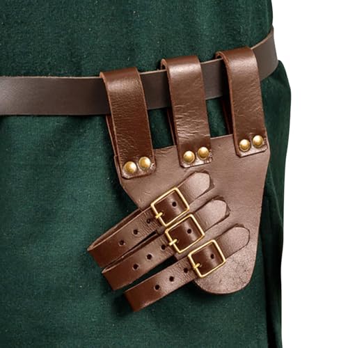 Lederscheidengürtel,Verstellbares Piratenholster Retro-Leder - Mittelalterlicher Wikinger-Gürtel für Ritter-Krieger-Piraten-Cosplay, Retro-Mittelalter-Holster, brauner Wikinger-Gürtel für Mothaf von MOTHAF