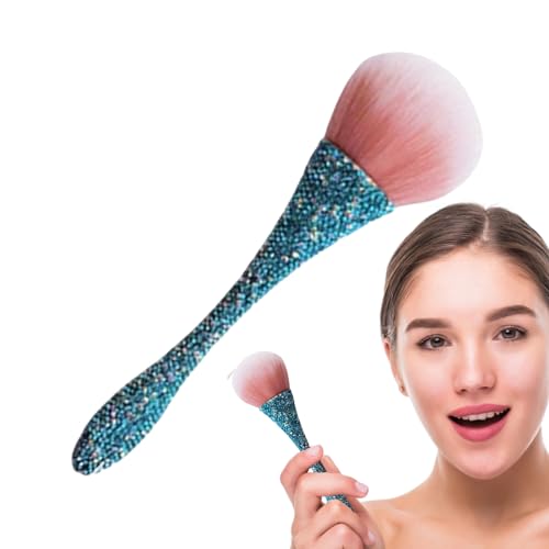 MOTHAF Gesichts-Make-up-Pinsel, Fixierpuderpinsel,Reise-Rouge-Pinsel für loses Puder - Flexible Kosmetikpinsel mit weichen Borsten und Kristallgriff für Frauen und Mädchen, Gesichts-Make-up-Werkzeug von MOTHAF