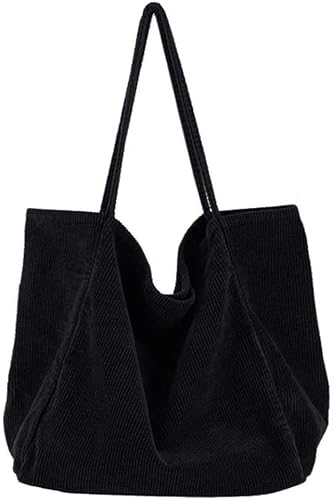 MOTHAF Umhängetaschen Damen Große Tote Umhängetaschen Cordtaschen Tragetaschen Einkaufstaschen Für Arbeit, Büro, Reisen, Einkaufen, Schule und Alltag (schwarz) von MOTHAF