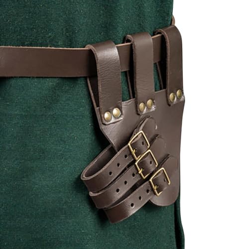 Scheidengürtel - Verstellbares Piratenholster aus Leder,Mittelalterlicher Wikinger-Gürtel für Ritter-Krieger-Piraten-Cosplay, Retro-Mittelalter-Holster, brauner Wikinger-Gürtel für Männer Mothaf von MOTHAF