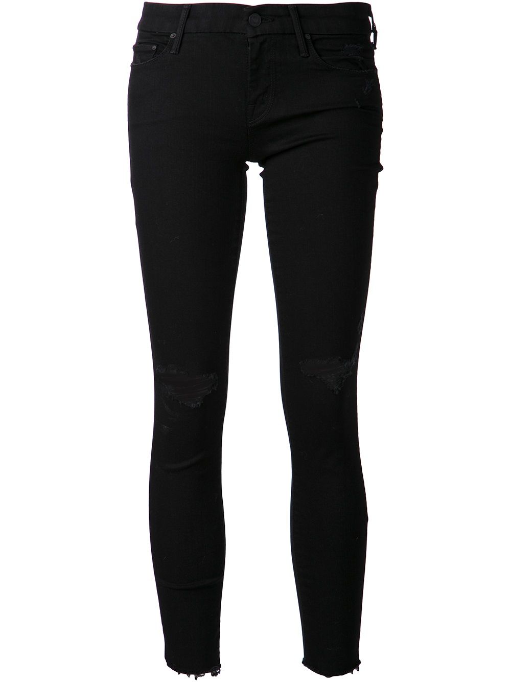 MOTHER 'Looker' Jeans mit ausgefranstem Saum - Schwarz von MOTHER