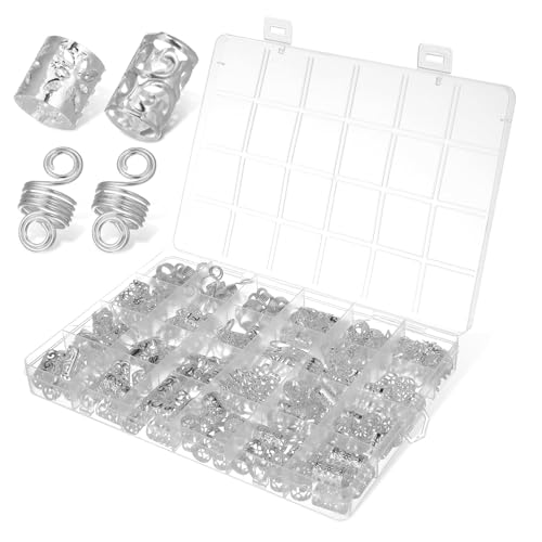 MOTHNUR 1 Schachtel Metallische Haarringe für Zöpfe Haarschmuck für Braids Boho Style Haarmanschetten Robust Vielseitig für Flechtfrisuren und Haarverlängerungen Damen Herren von MOTHNUR