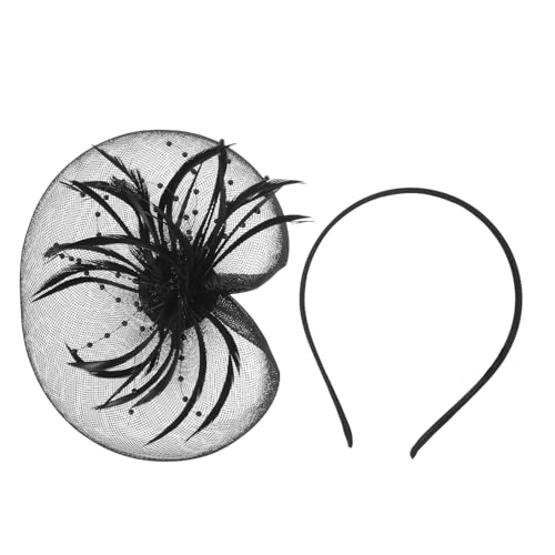 MOTHNUR 1 Stk Mesh-feder-stirnband Hüte Für Frauen Flechten Schmuck Netz Federklammern Für Haare Haaranhänger Hut Pillbox-hut Mit Schleier Binden Zubehör Black Künstliche Feder von MOTHNUR