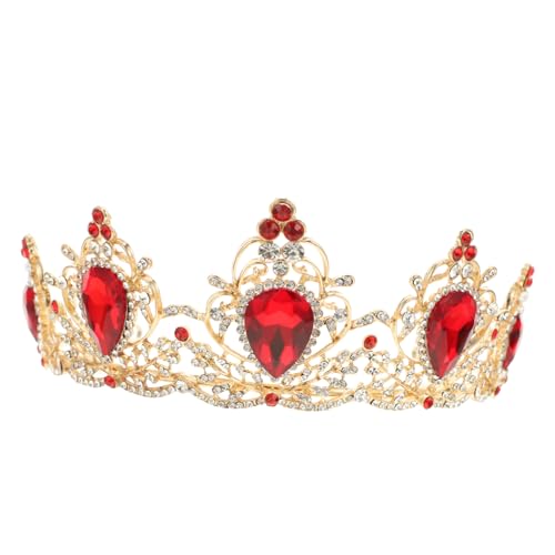 MOTHNUR 1 Stück Hochzeit Braut Diademe Geformte Krone Edelsteine ​​Kronen Für Frauen Haarschmuck Für Mädchen Mädchen Kopfschmuck Elegant Die Krone Blumenmädchen Krone Legierung Rot von MOTHNUR