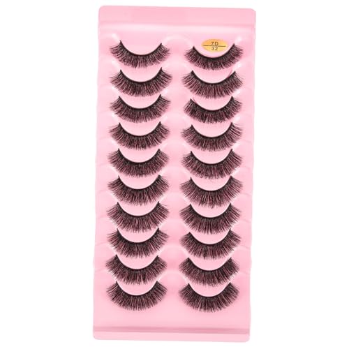 MOTHNUR 10 Paare Frauen Falsche Wimpern Natürliche Dichte Curl Lash Extensions Leichtes Fiber Material Wiederverwendbar Voluminöse Wimpernverlängerung für Natürliches Make Up von MOTHNUR