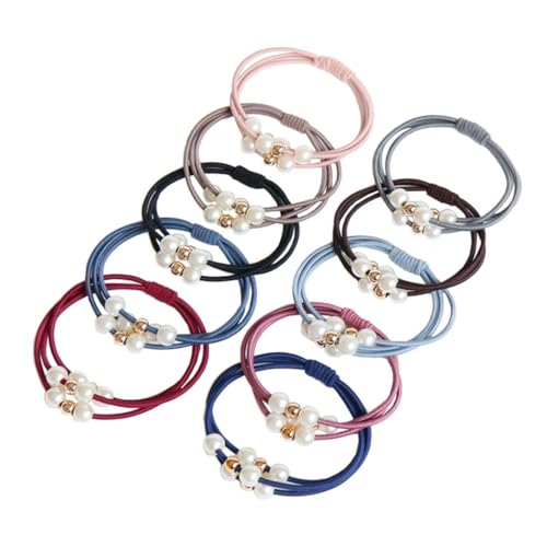 MOTHNUR 10 Stück Teiliges Elastische Haargummis mit Perlen Mehrlagige Schleifen Haarbänder für Damen und Mädchen Dehnbarer Haarschmuck in Zufälligen Farben Stilvoller Zufällige Farbe von MOTHNUR