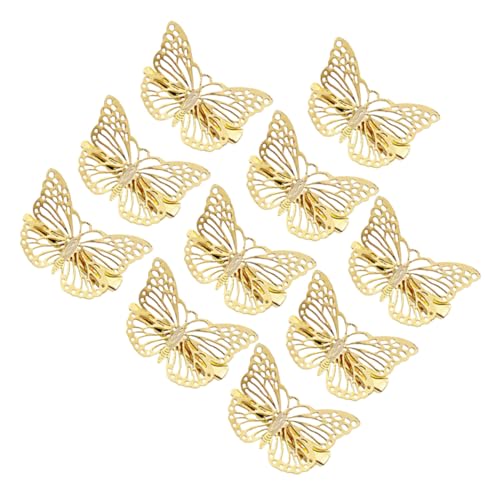 MOTHNUR 10 Stück Teiliges Goldfarbener Haarklammern aus Legierung Filigranes Hohles Schmetterlingsdesign Stereoskopische Haarklammern für Damen und Mädchen Dekorativer Haarschmuck für von MOTHNUR
