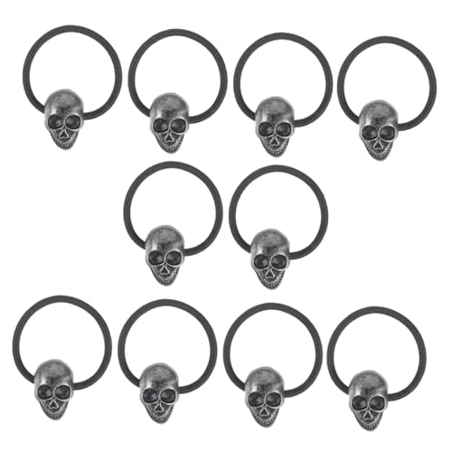 MOTHNUR 10 Stück Teiliges Gothic Haargummi mit Totenkopf Motiv Elastische Ponytail Halter für Frauen und Mädchen Vielseitiger Haarschmuck für Festivals Partys und Alltag Robust und von MOTHNUR