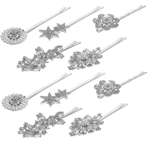 MOTHNUR 10 Stück Teiliges Haarschmuck mit Strass Haarspangen und Perlen Stabile Haarklammern für Frauen und Mädchen Dekorative Haaraccessoires für Hochzeit Party und Alltag Silberfarben von MOTHNUR