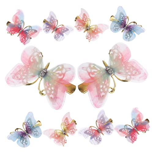 MOTHNUR 10 Stück Teiliges Kleine Bunte Schmetterling Haarspangen für Mädchen Handgefertigte Haarschmuck accessoires Vielseitig Einsetzbar für Verschiedene Frisuren Langlebig und Geschenk von MOTHNUR