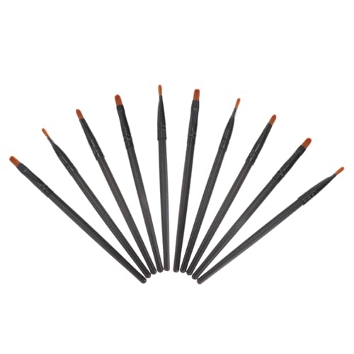 MOTHNUR 10 Stück Teiliges Make Up Pinselset für Frauen Concealer und Nasenschattenpinsel mit Schwarzem Holzgriff Flacher Kopf Professionelles Augen Make Up Werkzeug für Präzises Auftragen von MOTHNUR