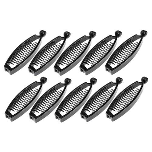 MOTHNUR 10 Stück Teiliges Schwarze Extra Bananen Haarklammern mit Glänzender Lackoberfläche Starker Haltekraft für Ponytails Langlebige Haarklammer für Damen für Alltag und Party von MOTHNUR
