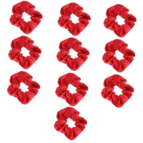 MOTHNUR 10 Stück Teiliges Weihnachts Haargummi aus Rotem Satin Elastische Haarschleifen für Damen und Mädchen Weiches Strapazierfähiges Stoffband mit Guter Dehnbarkeit Modisches von MOTHNUR