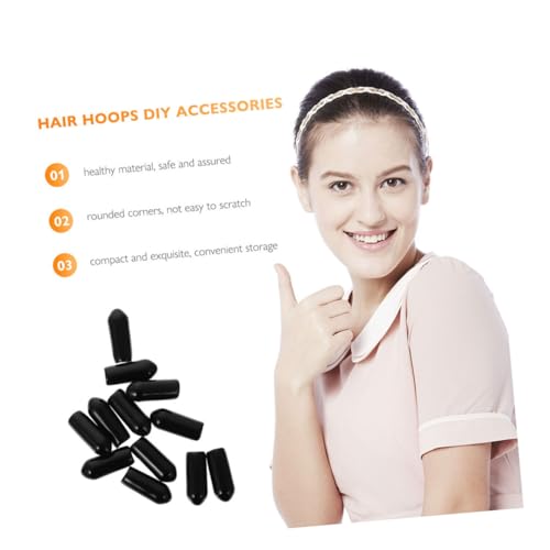 MOTHNUR 100 Stück Gummi endkappen für Haarbänder Große Kopfband endhülsen Schutzkappen für Stirnband enden Weiche Hautschonende DIY Haarreif Zubehör für Damen und Bastelprojekte von MOTHNUR