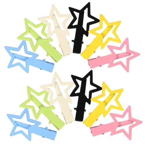 MOTHNUR 12 Stck Teiliges Kleine Metall Haarklammern in Sternform Bunte Candy Farben Robuste Damen Haarspangen Niedliche Haarclips für Mädchen Dekorative Styling Accessoires von MOTHNUR