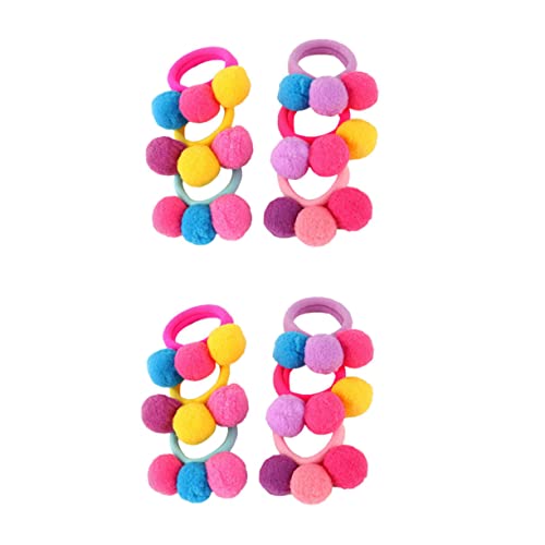 MOTHNUR 12 Stück Teiliges Elastische Haargummis mit Bunten Pompom bällen Weiche Haarbänder für Mädchen Leichte Langlebige Stoffhaarschleifen Praktische Haaraccessoires Zufällige Farbe von MOTHNUR