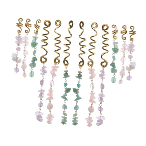 MOTHNUR 12 Stück Teiliges Haar charms für Zöpfe Ethno stil Haarschmuck Dreadlock Manschetten in Rosa und Grün Langlebig und Wiederverwendbar für Damen Alltag Partys Hochzeiten von MOTHNUR