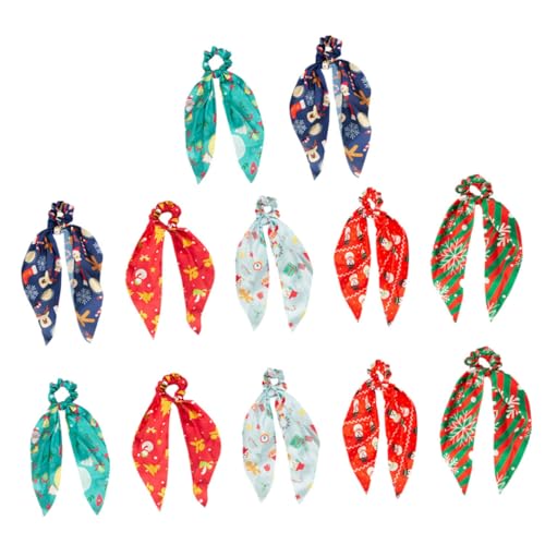 MOTHNUR 12 Stück Teiliges Weihnachts Haarschmuck mit Bunten Elastischen Scrunchies und Haarschals Langlebig Dehnbar Stilvoll für Damen für Festtage Partys und Bühnenauftritte von MOTHNUR