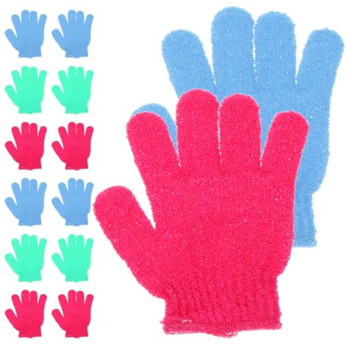 MOTHNUR 14 Stück Teiliges Peeling handschuh Bunte Fünf Finger Badetücher Sanfte Körperreinigung Effektives Hautpeeling und Massagehandschuhe für Frauen Männer Studenten Wiederverwendbar von MOTHNUR