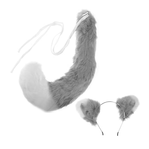 MOTHNUR 1satz Flauschiges Tierohren-haarband Mit Fuchsschwanz Für Cosplay Und Kostümpartys Zubehör Für Halloween Karneval Und Bühnenaufführungen Hautfreundlich Und Langlebig von MOTHNUR