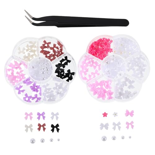 MOTHNUR 2 Boxen Nagelzubehör-set Glänzende Bow -nagel -juwelen Flatback -nagelkunstverzierungen Mini Bow Charms Für Nagelkunst Nagelanhänger Schleife Bogen Nagel Aufkleber Acryl von MOTHNUR
