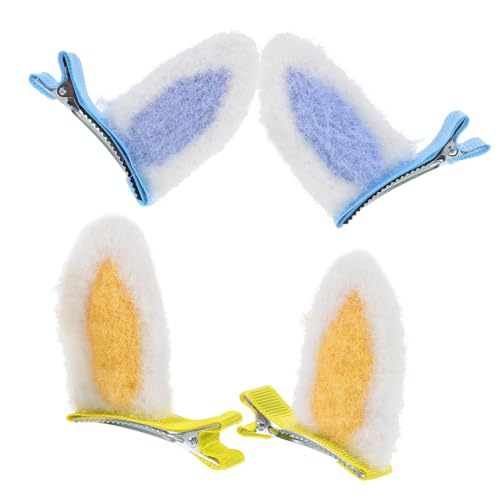 MOTHNUR 2 Paare Plüsch Hasenohren Haarspangen für Mädchen und Teens Weiche Haarklammern mit Alligator-clip Niedlicher Haarschmuck für Ostern und Alltag Vielseitige Haaraccessoires von MOTHNUR