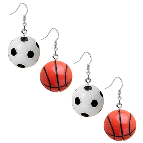 MOTHNUR 2 Paare Sportliche Resin Ohrringe Basketball und Fußball Mini Anhänger Damen Leicht Kreativ Modisch Geschenkideen für Frauen und Mädchen von MOTHNUR