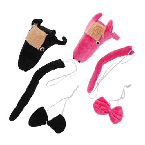 MOTHNUR 2 Sätze Halloween Pferdekostüm Set mit Pferdeohren Haarreif und Fliege Weiches Leichtes Tierkostüm Zubehör für Erwachsene Robustes Wiederverwendbares Bauernhoftier Accessoire von MOTHNUR